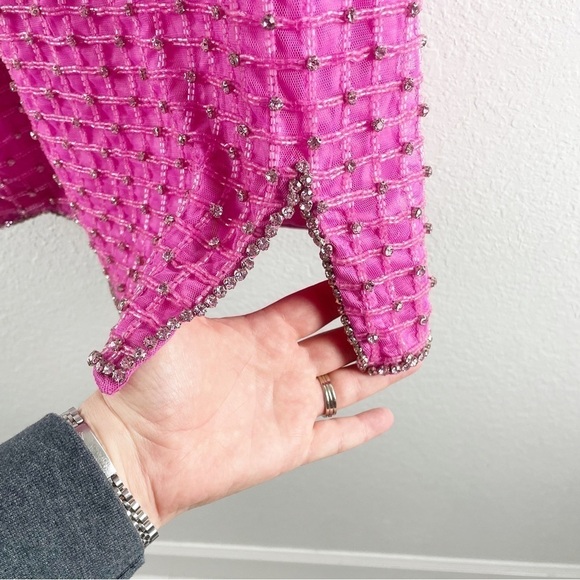 Khanums Kefi Crystal Embellished Beaded Mini Dress Pink Small Cocktail Party - Picture 3 of 12